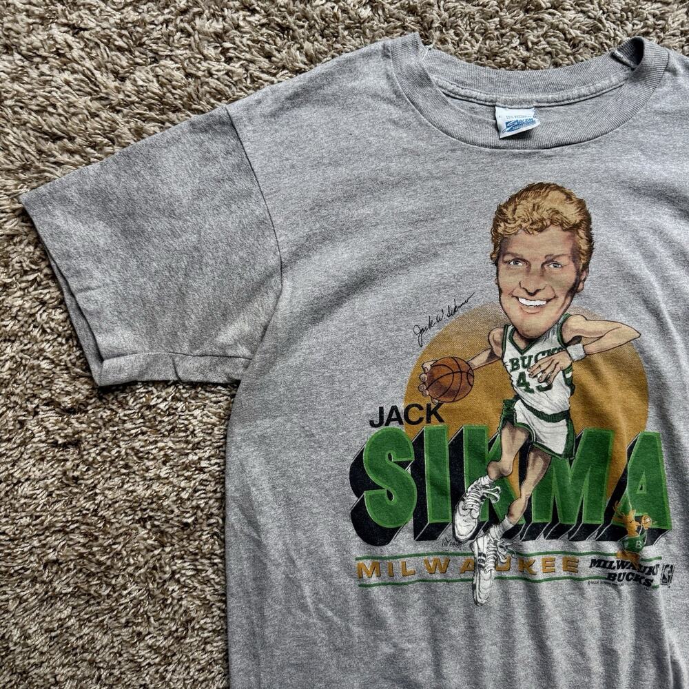 Vintage Jack Sikma Milwaukee Bucks Caricature T-Shirt Salem NBA Men’s Size Small